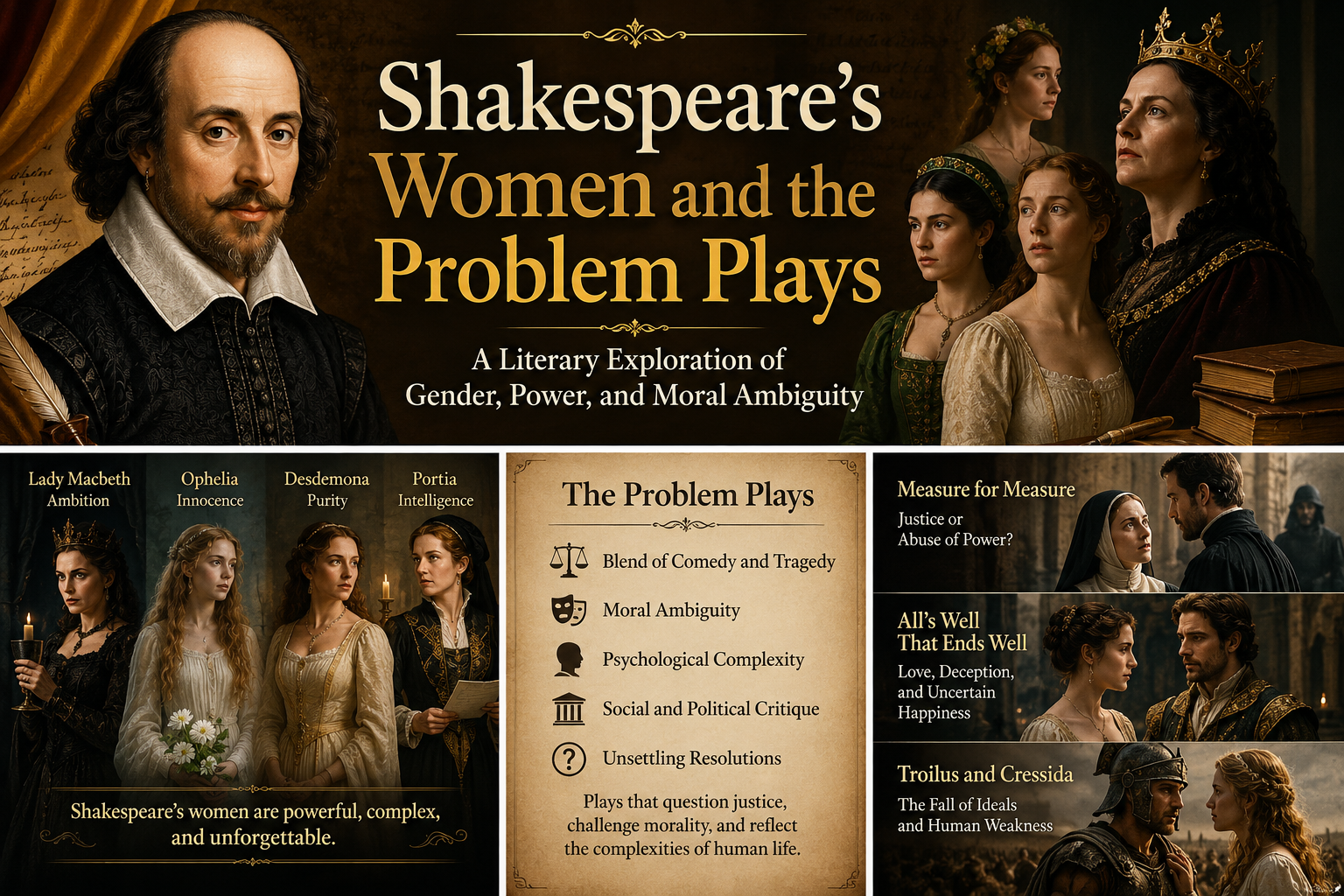 Shakespeare’s Women and the Problem Plays: A Literary Exploration of Gender, Power, and Moral Ambiguity