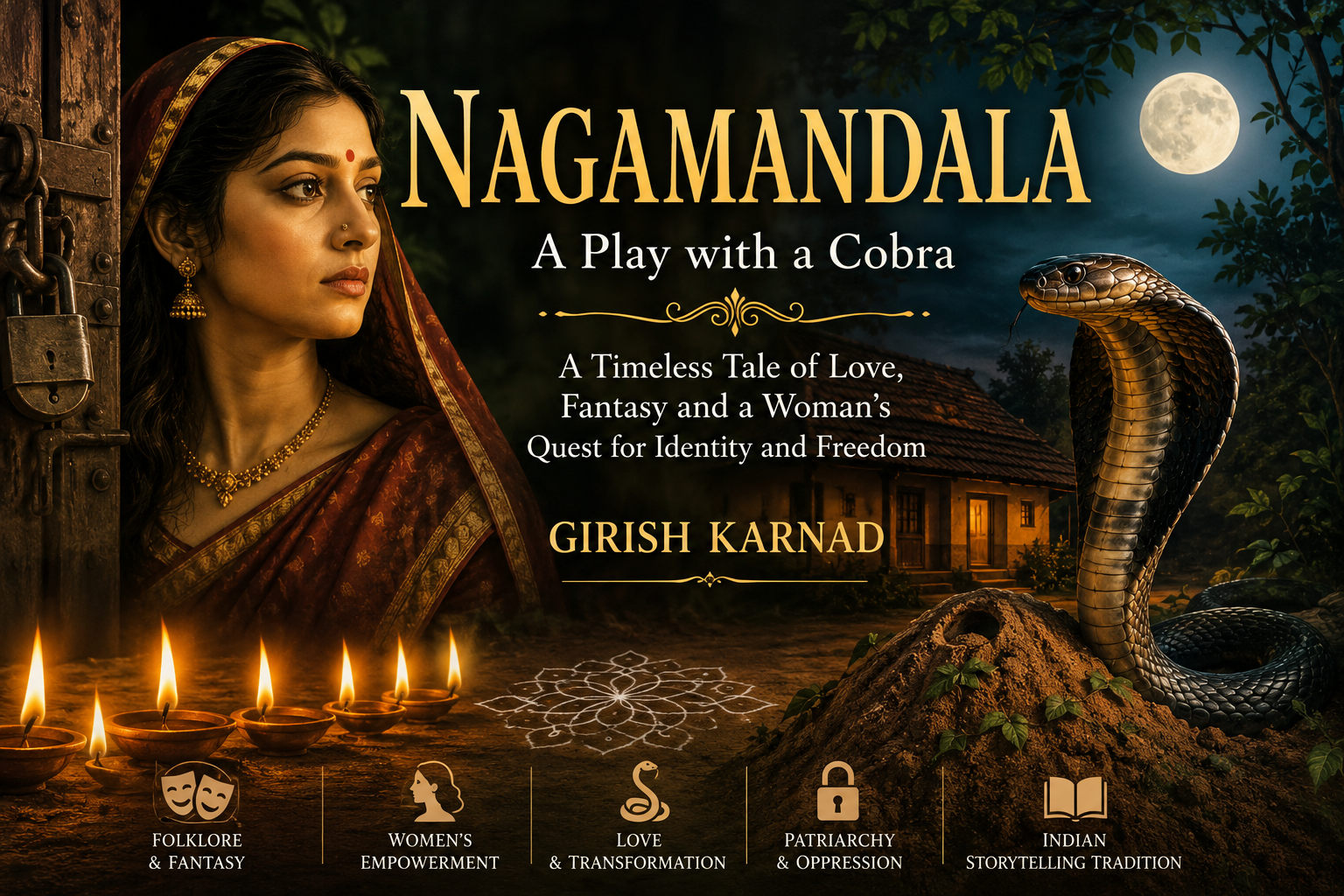 Nagamandala by Girish Karnad: Complete Literary Analysis, Themes, Characters & Summary for Literature Students